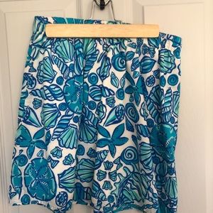 Lilly Pulitzer blue beach seashell print skirt